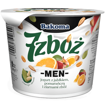 Bakoma jogurt 7zbóż z jabłkiem pomarańczą i ziarnami
