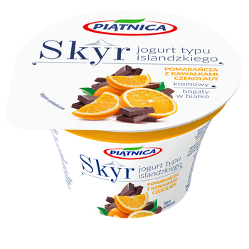Piątnica Skyr Jogurt typu islandzkiego pomarańcza z kawałkami czekolady 150 g