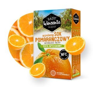 Sady wincenta sok pomarańczowy wyciskany 100% 3 Litra